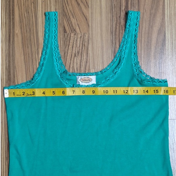 Talbots Tank Top Women's Size M Green Lace Trim - Picture 6 of 7